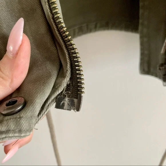 Triple 5 SOUL Y2K long green cargo zip military utility aztec boho 100% cotton - Picture 8 of 16